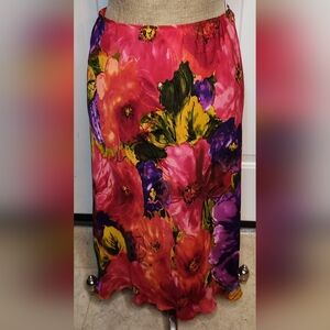 Grace Dane Lewis Orange 100% Silk Skirt Size 10 (waist-28" & length-30")